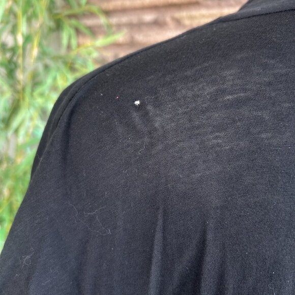 Pursue Black Deep V Faux Wrap Gauzy Short Sleeve Tencel Top Size Small - Picture 5 of 10